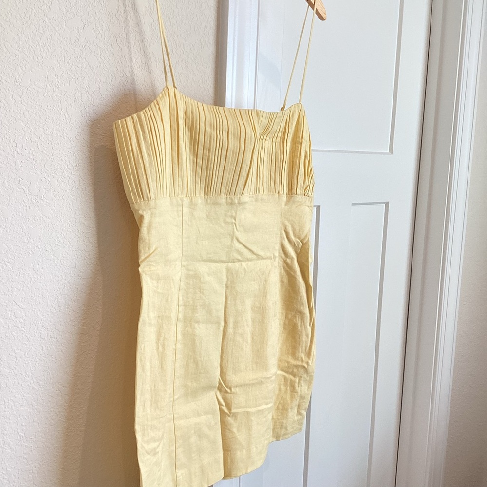 Anthropologie Sleeveless Linen Mini Dress Maeve Ophelia New 14 Butter Yellow - Picture 6 of 15